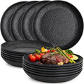16 Pack Large Deep Plastic Plates, 9 Inch Unbreakable Dinner Plates