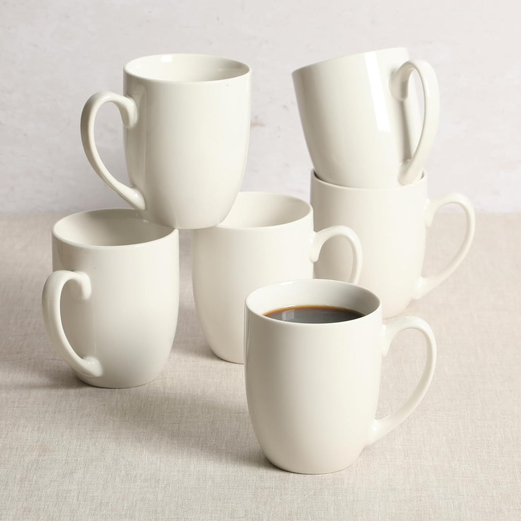 Gibson Home Great Essentials 16 Ounce Porcelain Coffee Mugs - Set of 6 - Cups for Latte, Hot Tea, Cappuccino, Mocha, Espresso, Cocoa