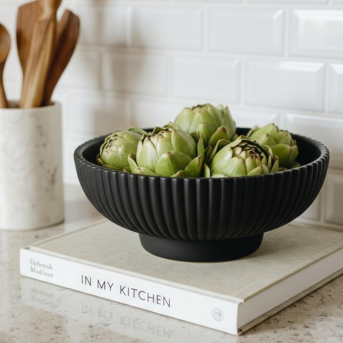 KIBAGA Decorative Concrete Fruit Bowl for Kitchen or Table - Large Key Bowl