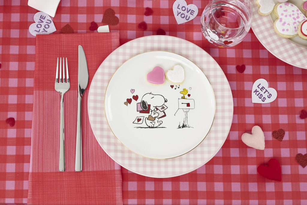 Lenox Gingham Pink Porcelain Valentine's Day Dinner Plate Set for 4