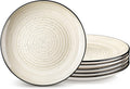 Bonbon Dinner Plates Set of 6, 10.5 Inch Ceramic Dinner Pasta Plates, Large Dinnerware Plate for Kitchen, Microwave & Dishwasher Safe Serving Bowls, Beige