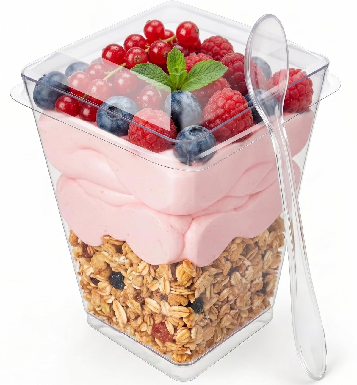 100 Pack 5 oz Dessert Cups with Lids and Spoons, Plastic Parfait