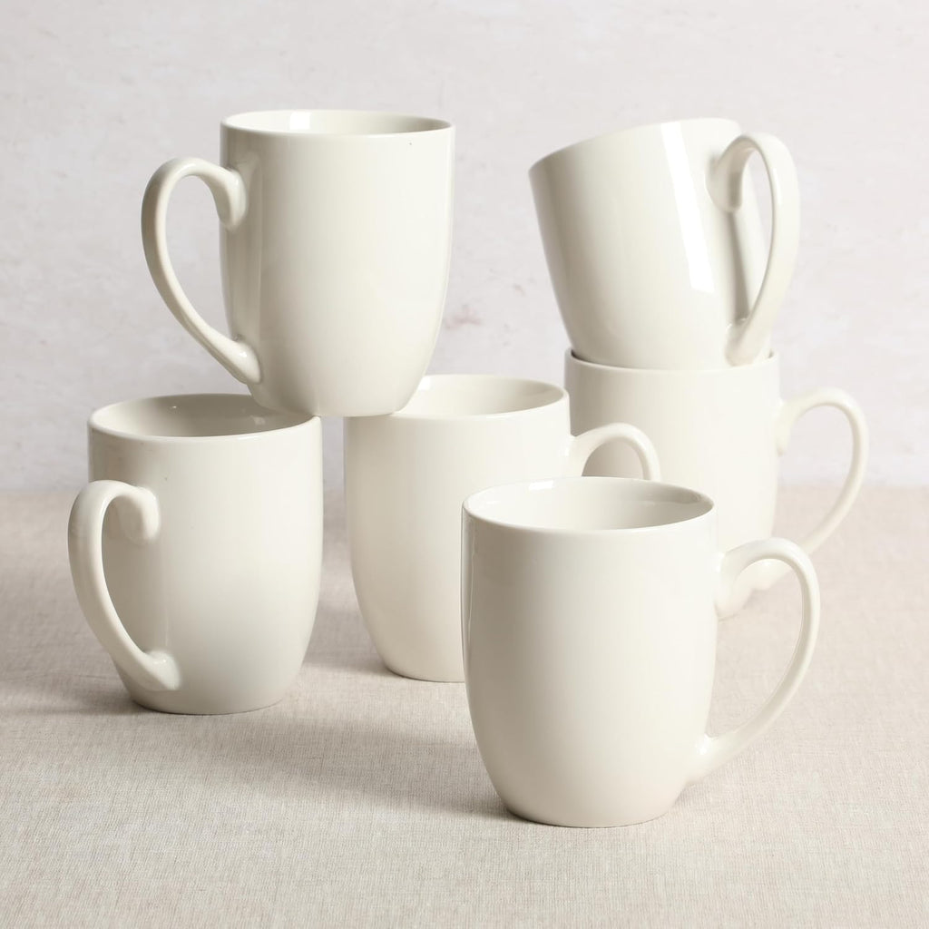 Gibson Home Great Essentials 16 Ounce Porcelain Coffee Mugs - Set of 6 - Cups for Latte, Hot Tea, Cappuccino, Mocha, Espresso, Cocoa