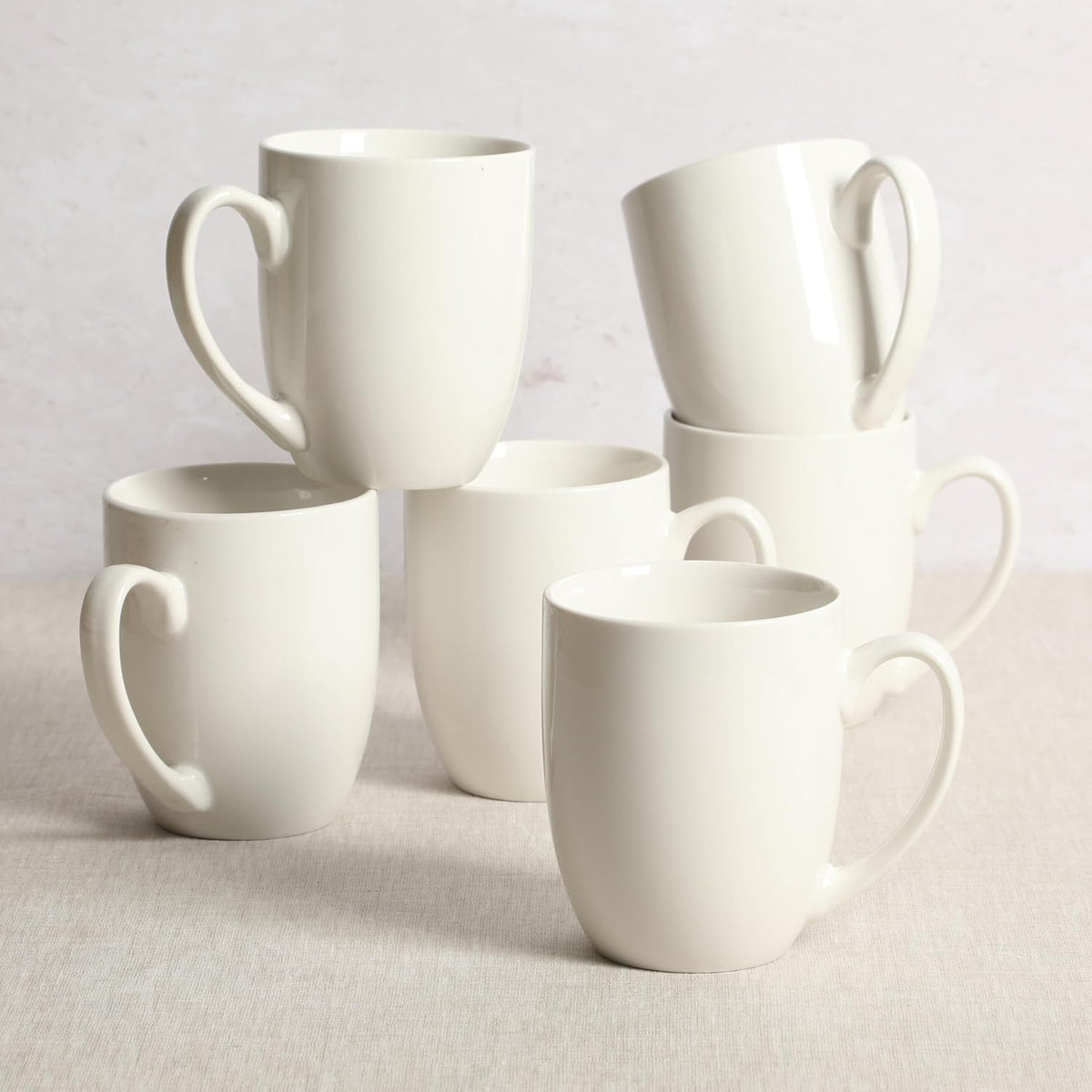 Gibson Home Great Essentials 16 Ounce Porcelain Coffee Mugs - Set of 6 - Cups for Latte, Hot Tea, Cappuccino, Mocha, Espresso, Cocoa
