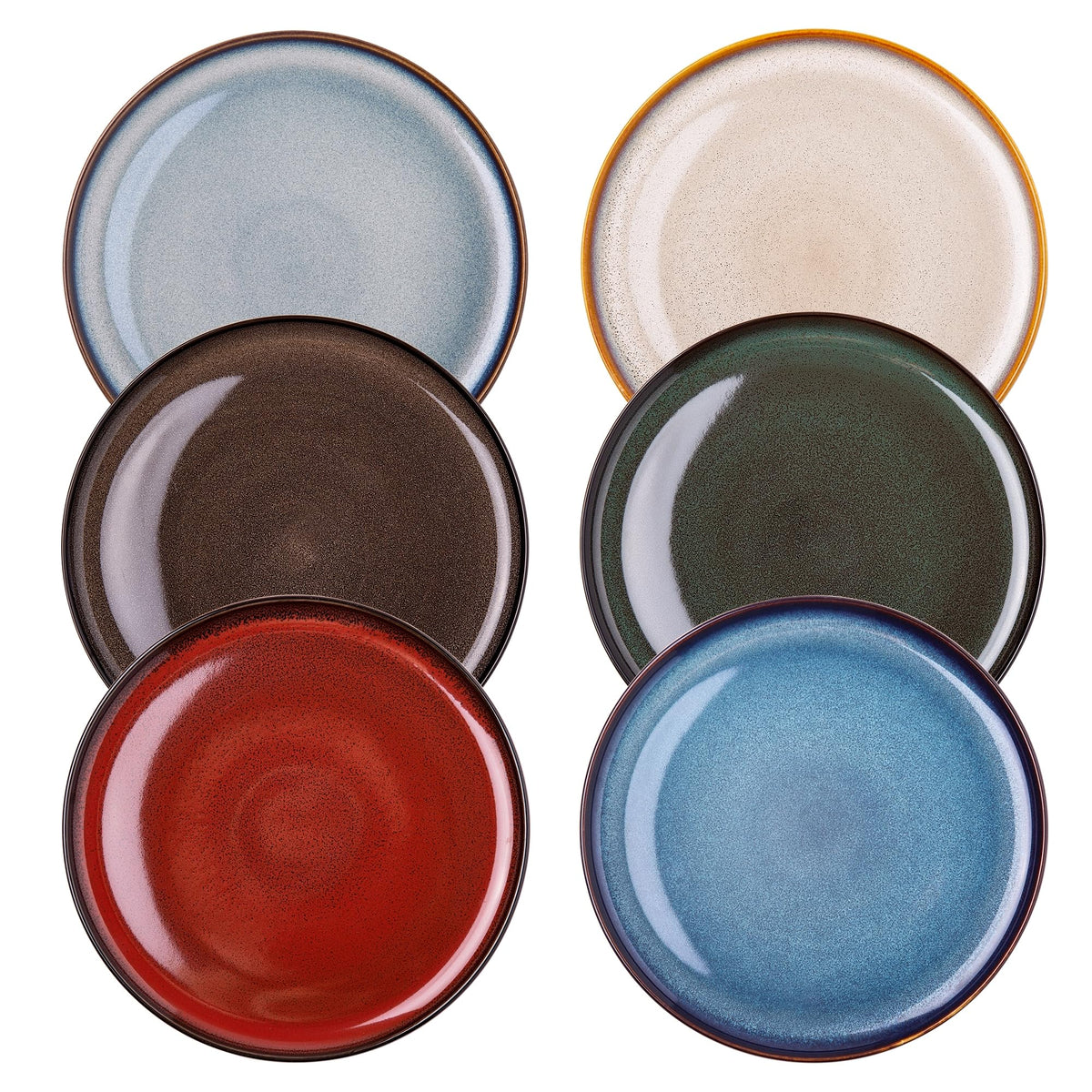 LERATIO Ceramic Plate Set of 6,8.5 Inch Reactive Glaze Salad Plates