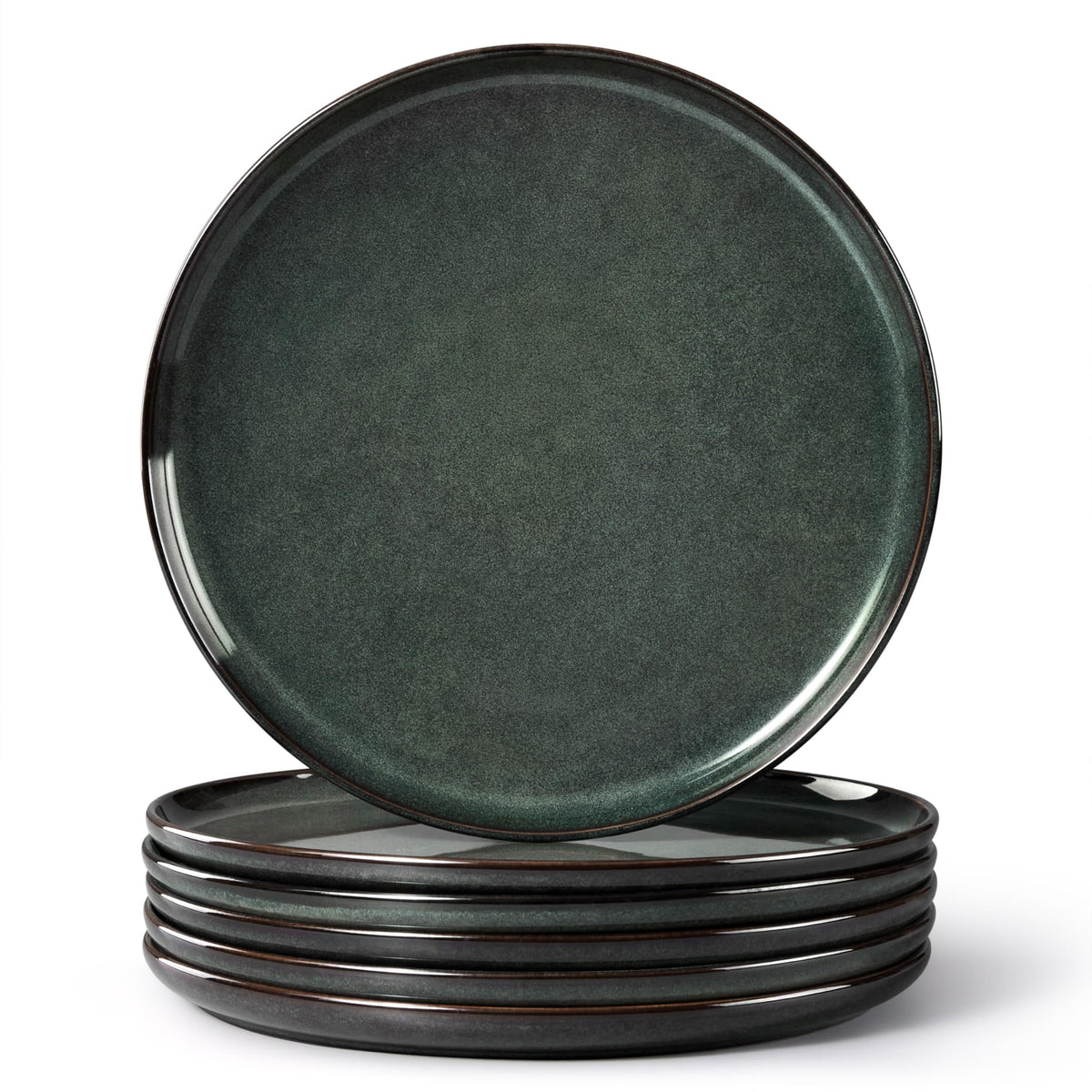 Herogo 4-Piece 10.43" Ceramic Stoneware Dinner Plates Set, Matte Black