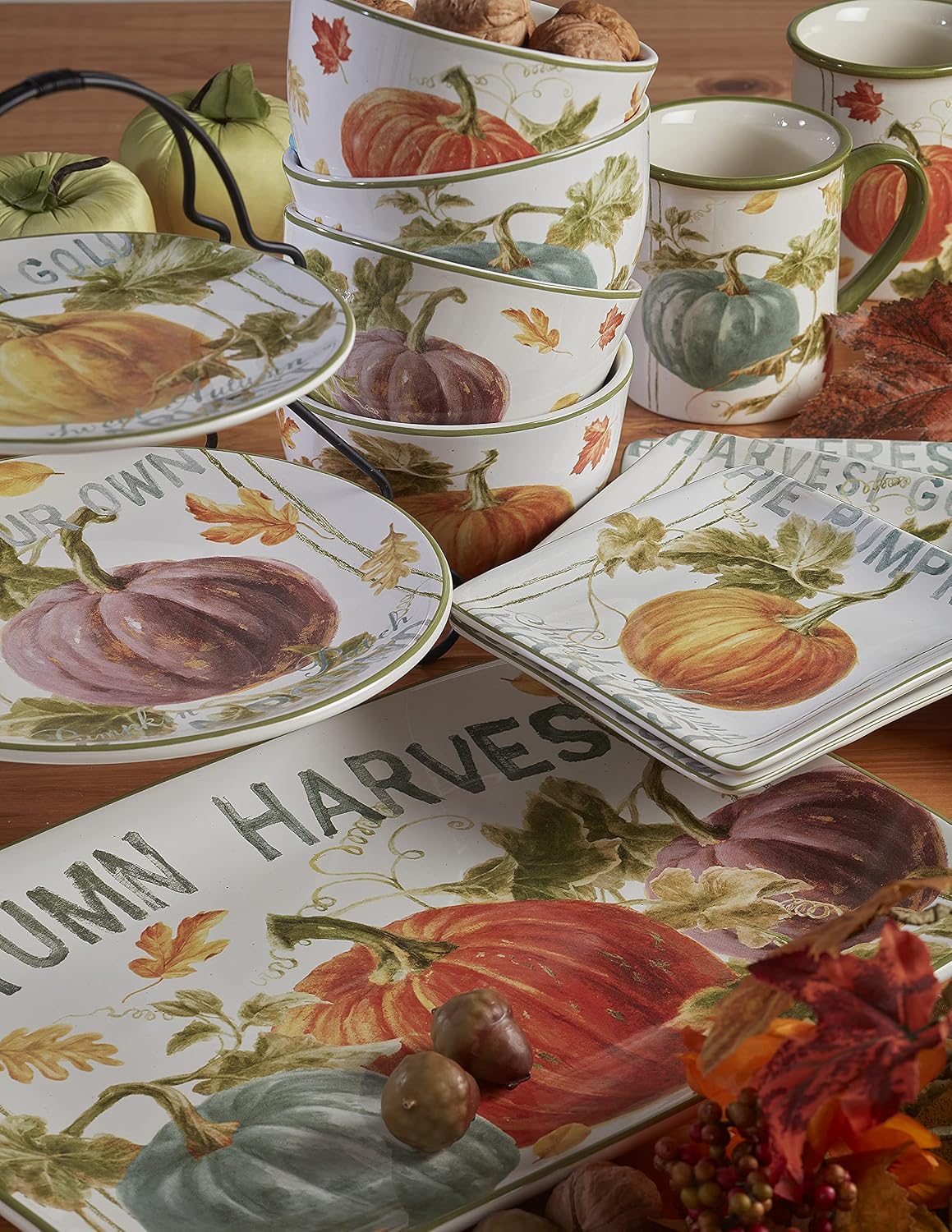 Certified International Autumn Harvest 9" Salad/Dessert Plates, Multicolor, Medium, Set of 4
